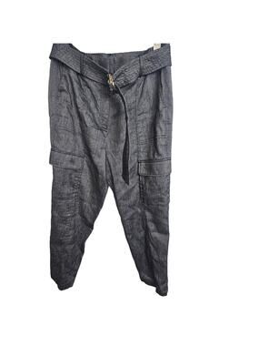 White House Black Market Womens Linen Cargo Pants Size 10 Minimalist Career Corp